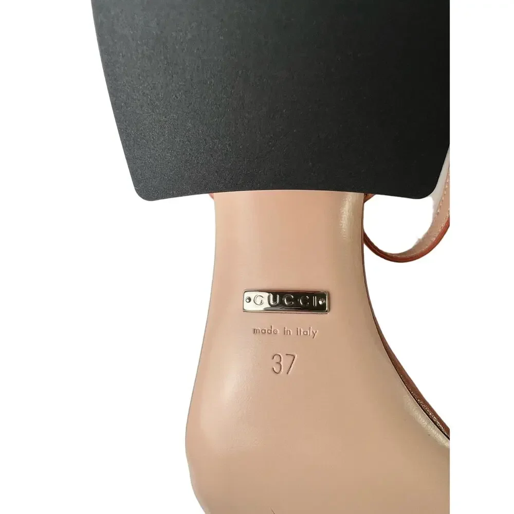 Gucci Pink Sequin GG Marmont Mid Heeled Sandals 37